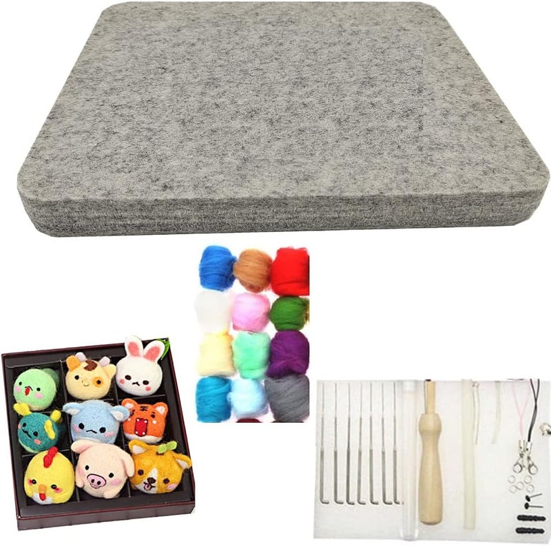 Memfish Wool Needle Felting Pad,10x8x1 inch Needled Felt Mat Block Thick and Firm Base Including Pair of Leather Finger Guards (10in*8in) - Image 4